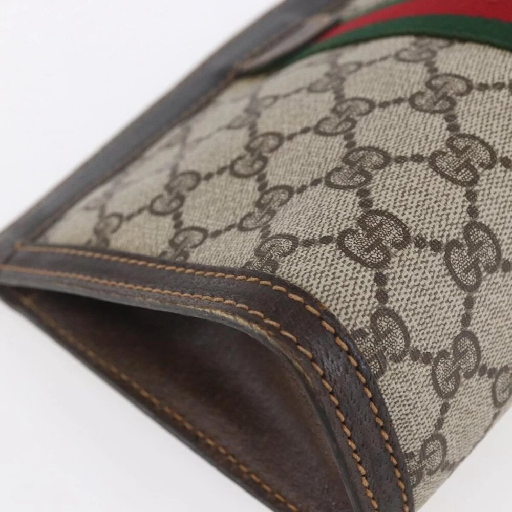 GUCCI GG Supreme Web Sherry Line Bag PVC Beige Gold 41 014 2125 23 Auth BA7795 - Picture 3 of 16